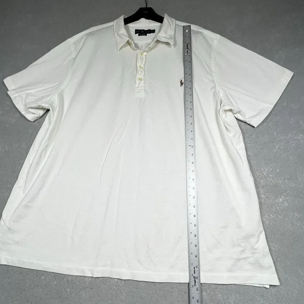 Ralph Lauren Knit Oxford Polo Shirt Men 4XLT Tall White Short Sleeve Cotton